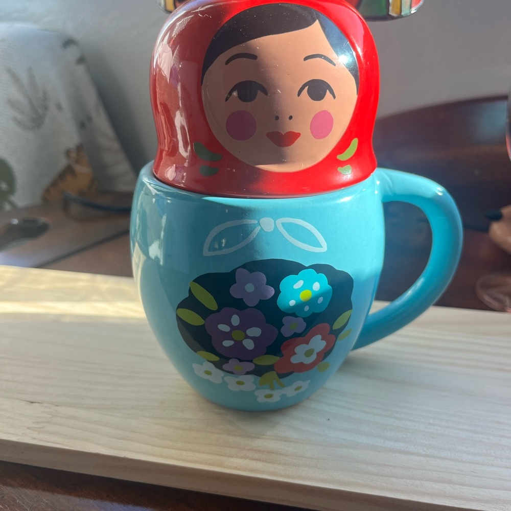 Cost Plus World Market Red and Blue Matryoshka Mug